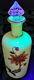 Vaseline Glass St Louis Enameled Gilded Cameo Art Nouveau Lotion Bottle 1900's