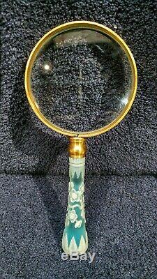 Very Rare 7 English Webb cameo Victorian glass handle magnifying glass
