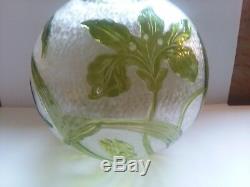 Very Rare Baccarat Cameo Art Glass Lilies Large Banquet Ball Lamp Shade Mint