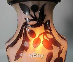 Very Rare DAUM NANCY French Cameo Glass Lamp with Griffin Mounts c. 1915 antique