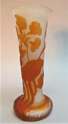 Very Rare SIGNED GALLE Miniature Art Nouveau Cameo Glass Vase c. 1905 antique