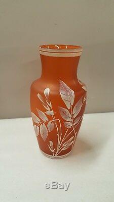 Victorian Cameo Art Glass Vase Thomas Webb 7 ArtCameo Florentine Burnt Orange
