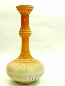 Victorian Lace Cameo art glass vase orange cut to satin