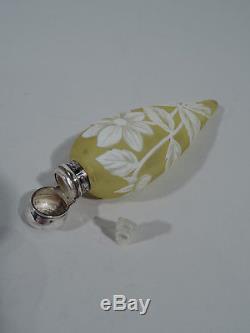 Victorian Perfume Antique Vial English Sterling Silver & Cameo Art Glass