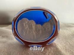 Vintage 1976 221/1000 Mount Rushmore Cameo Glass Crystal Baccarat Paperweight