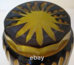 Vintage Antique Unusual Carved Cameo Art Glass Vase Yellow & Brown