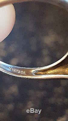 Vintage Art Deco Filigree Sterling Silver Amethyst Glass Intaglio Cameo Ring