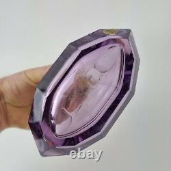 Vintage Art Deco Style Amethyst Glass Scent Bottle Cameo Top By Czecho Slovakia