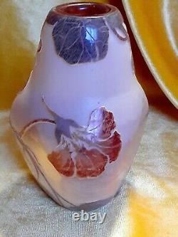 Vintage Art Nouveau Cameo Legras Glass Vase Signed