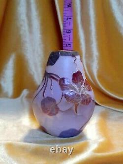 Vintage Art Nouveau Cameo Legras Glass Vase Signed