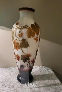 Vintage Cameo Art Glass Floral Design Vase