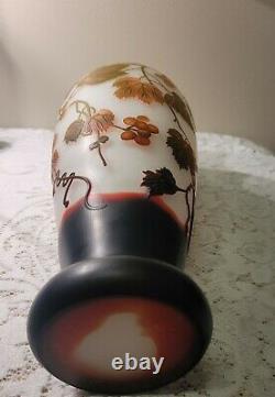 Vintage Cameo Art Glass Floral Design Vase
