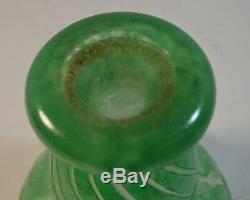 Vintage Degue Cameo Art Glass Vase in Green