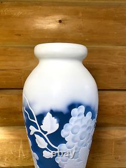 Vintage Emile Galle Reproduction Cameo Glass Vase Art Nouveau Style 21 Tall