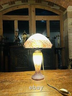 Vintage French Cameo Glass Table Lamp Art Nouveau Style