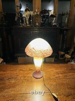 Vintage French Cameo Glass Table Lamp Art Nouveau Style