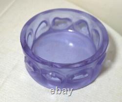 Vintage French molded art cameo amethyst purple acid etched crystal glass bowl