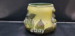Vintage Galle Cameo Art Glass Vase, Signed, 3 5/8 Tall