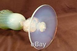 Vintage Italian Art Glass Empoli Cameo Vase Opal Vaseline 13