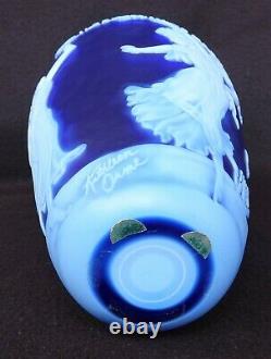 Vintage Kathleen Orme 10 Cameo Art Glass Fairy Vase Signed & Serial Numbered