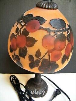 Vintage LAMP ACID Etched French Galle Style Cameo Art Glass Dome Shade Parlor
