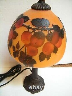 Vintage LAMP ACID Etched French Galle Style Cameo Art Glass Dome Shade Parlor