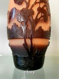 Vintage La Rochere Franch Cameo Glass Art Vase