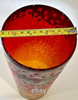 Vintage MCM Rare Unique Cameo Glass With Tribal Early Caveman Art Layer Design