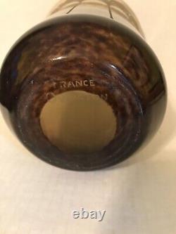 Vintage Ovington France Hand Blown Cameo Pressed & Etched Art Glass Vase 8-1/2