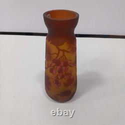 Vintage Romanian Cameo Art Glass Vase Floral Art Nouveau Style