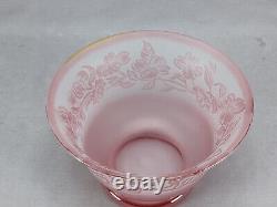 Vintage Signed Steven Correia Pink Floral Cameo Art Glass Bowl 1980