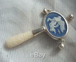 Vintage Sterling Silver Novelty Wedgwood Cameo Style Rattle Teether