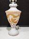 Vintage Working Cameo Art Glass Cherubs and Garland Table Lamp White and Amber