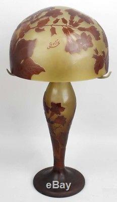 Vintage late 20th century reproduction Galle overlaid cameo glass lamp flowers