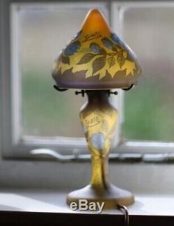 Vintage late 20th century reproduction Galle overlaid glass lamp