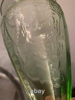 Vtg Antique Anchor Hocking Uranium Glass Cameo Ballerina Green Footed Vase 6