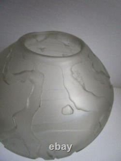 Vtg Art Glass DEEP ETCHED Cameo BIOMORPHIC Globular MODERIST VASE Artist Signed