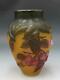Vtg Cameo Art Glass Tip Galle Style Cabinet Vase with Cherry Fruit Art Nouveau