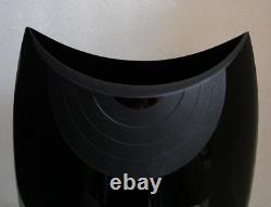 Vtg? RETRO MOD Jet Black Contemporary Cameo Etched Bulls Eye GLASS Decor Vase