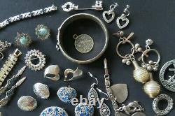 Vtg STERLING SILVER Lot Jewelry Austria BSK Cameo Whiting & Davis Trifari CORO