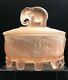 Walther & Sohne Art Deco Frosted Cameo Glass 7 Elephants Dish. Germany 1930s-40s