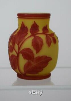 Webb English Cameo 2 Color Art Glass Vase with Butterfly