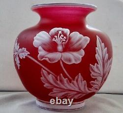 Webb English Cameo Glass Vase Signed 4 1/2