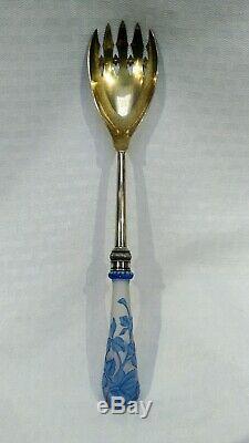Wow 11.75 English Webb cameo glass handle Sterling Victorian serving piece