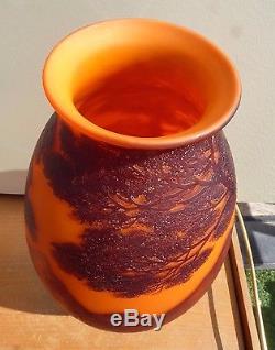 XXL Loetz Richard Cameo Art Glass Vase 36,5 CM Landscape Etched Art Nouveau