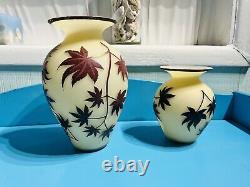 Zellique Studios Phyllis Polito (2) Hand blown Cameo Vases Signed & Dated